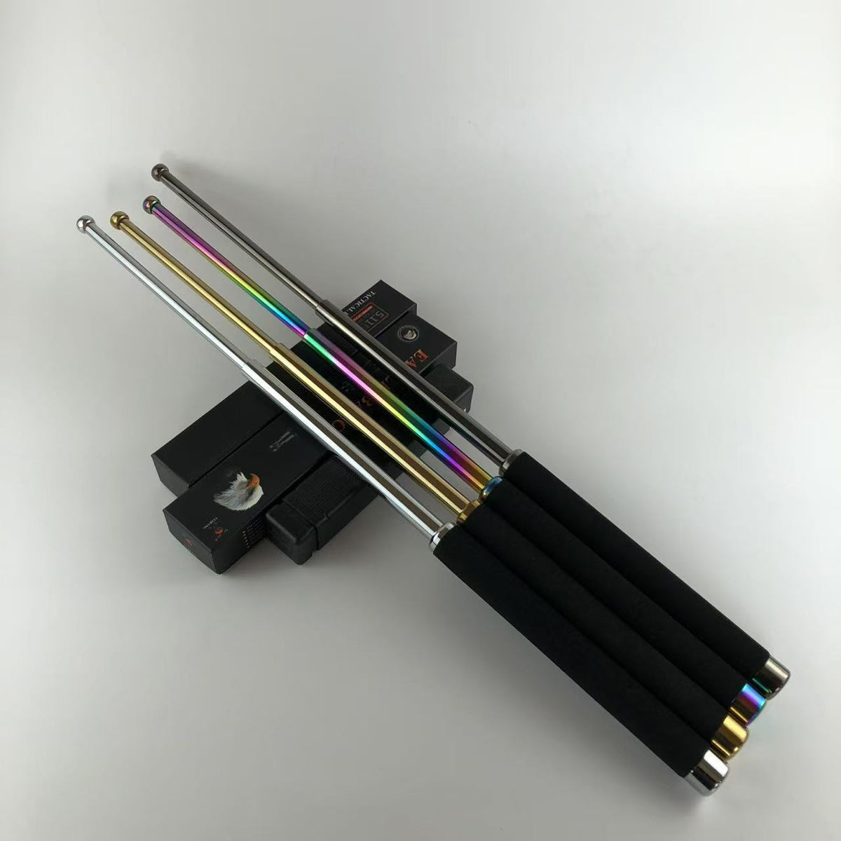 Self-defense three-section telescopic stick