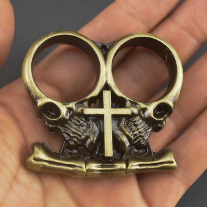 Solid Brass Knuckles Duster Two Fingers For Self Defense Window Breaker EDC Supplies