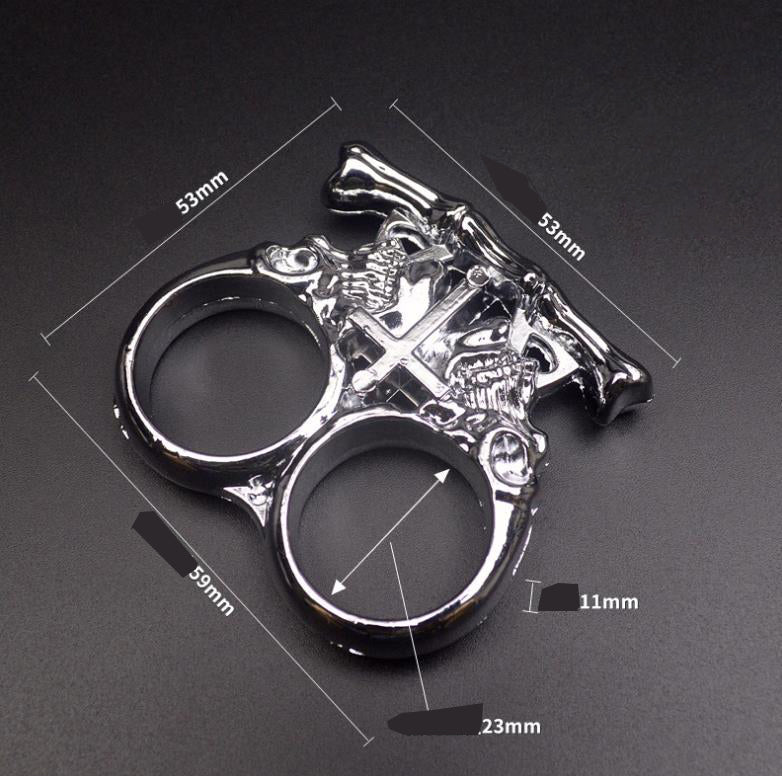Solid Brass Knuckles Duster Two Fingers For Self Defense Window Breaker EDC Supplies