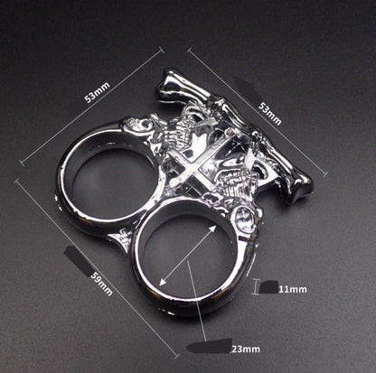 Solid Brass Knuckles Duster Two Fingers For Self Defense Window Breaker EDC Supplies
