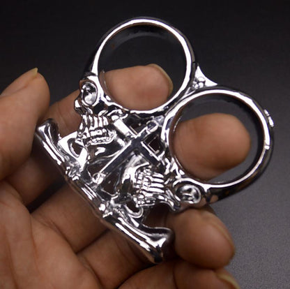 Solid Brass Knuckles Duster Two Fingers For Self Defense Window Breaker EDC Supplies
