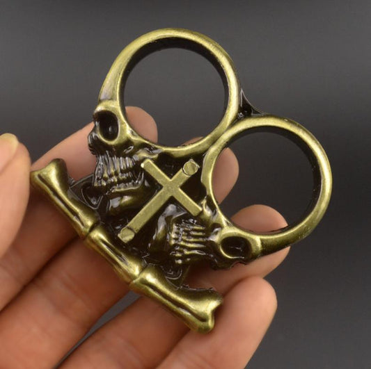 Solid Brass Knuckles Duster Two Fingers For Self Defense Window Breaker EDC Supplies