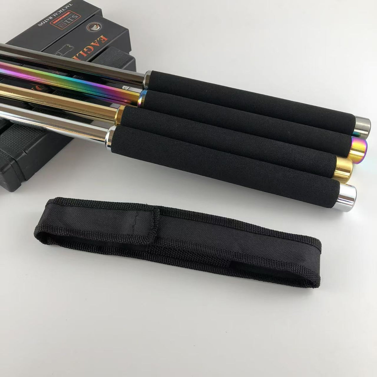 Self-defense three-section telescopic stick
